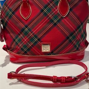 Dooney & Bourke Red Plaid Satchel Top Handle Purse Bag Holiday
